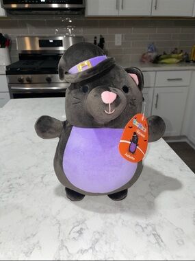 NWT 10" Autumn the Black Cat in Witch Hat HugMee Squishmallow